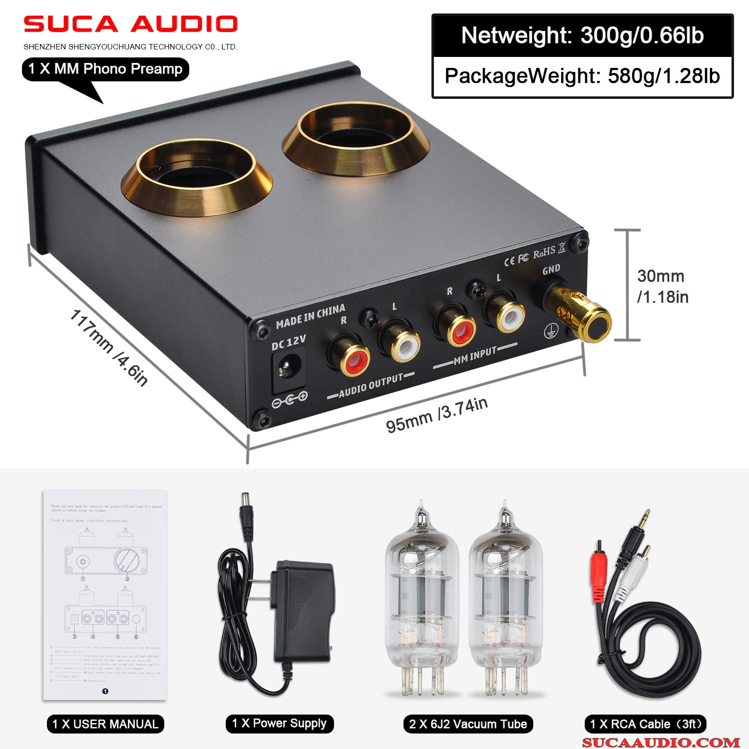 Renewed Phono Turntable Preamp SUCA-AUDIO Mini Phono Preamp Hi-Fi RIAA MM Turntable Pre Amp Low Noise with RCA Input & Output Compatible with LP Vinyl Recorder Players 